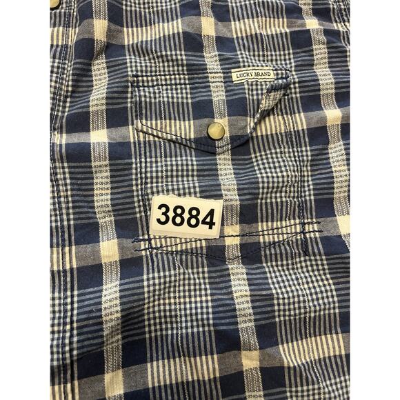 Lucky Brand L Classic Fit Plaid Button Down Shirt - Distressed Pearl Snap Button - Picture 6 of 6